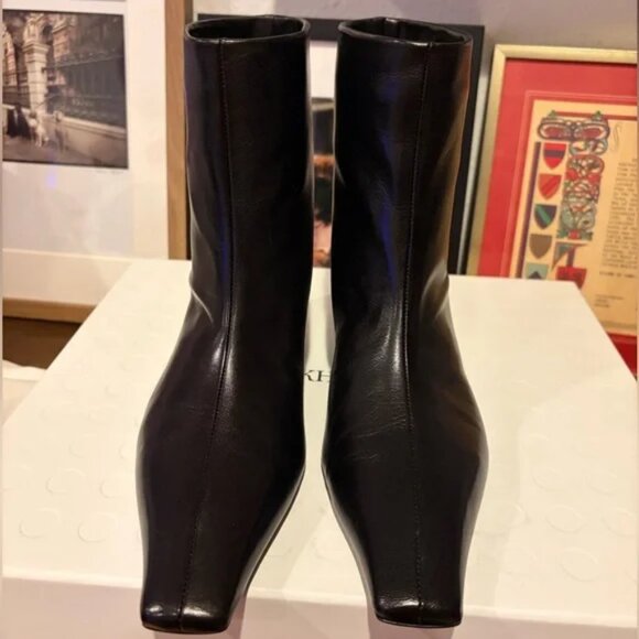 KHAITE NIB Black Arizona Ankle Boots Nappa Leather 38 8 - Picture 8 of 15